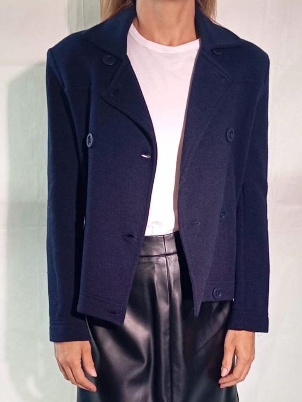 Vintage Sweater Blazer in Navy Blue- Size 38